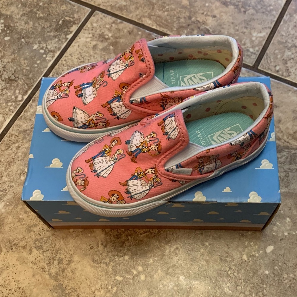 Toddler Girls Pink Toy Story (Woody and BoPeep) Slip On Vans